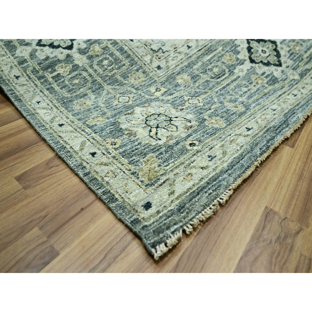 11'11" x 15'0" New Hand Knotted Grey Wool Rectangle Oriental Rug - MOA10276117