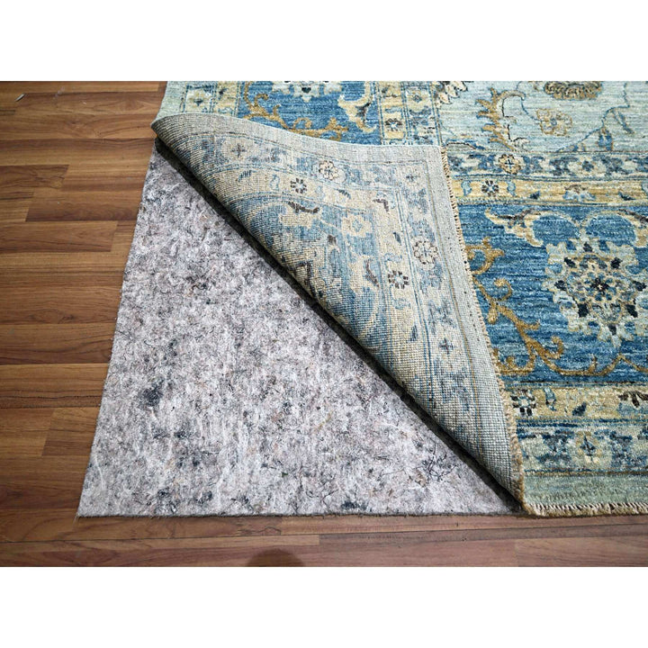 11'11" x 17'11" New Hand Knotted Blue Wool Rectangle Oriental Rug - MOA10276121