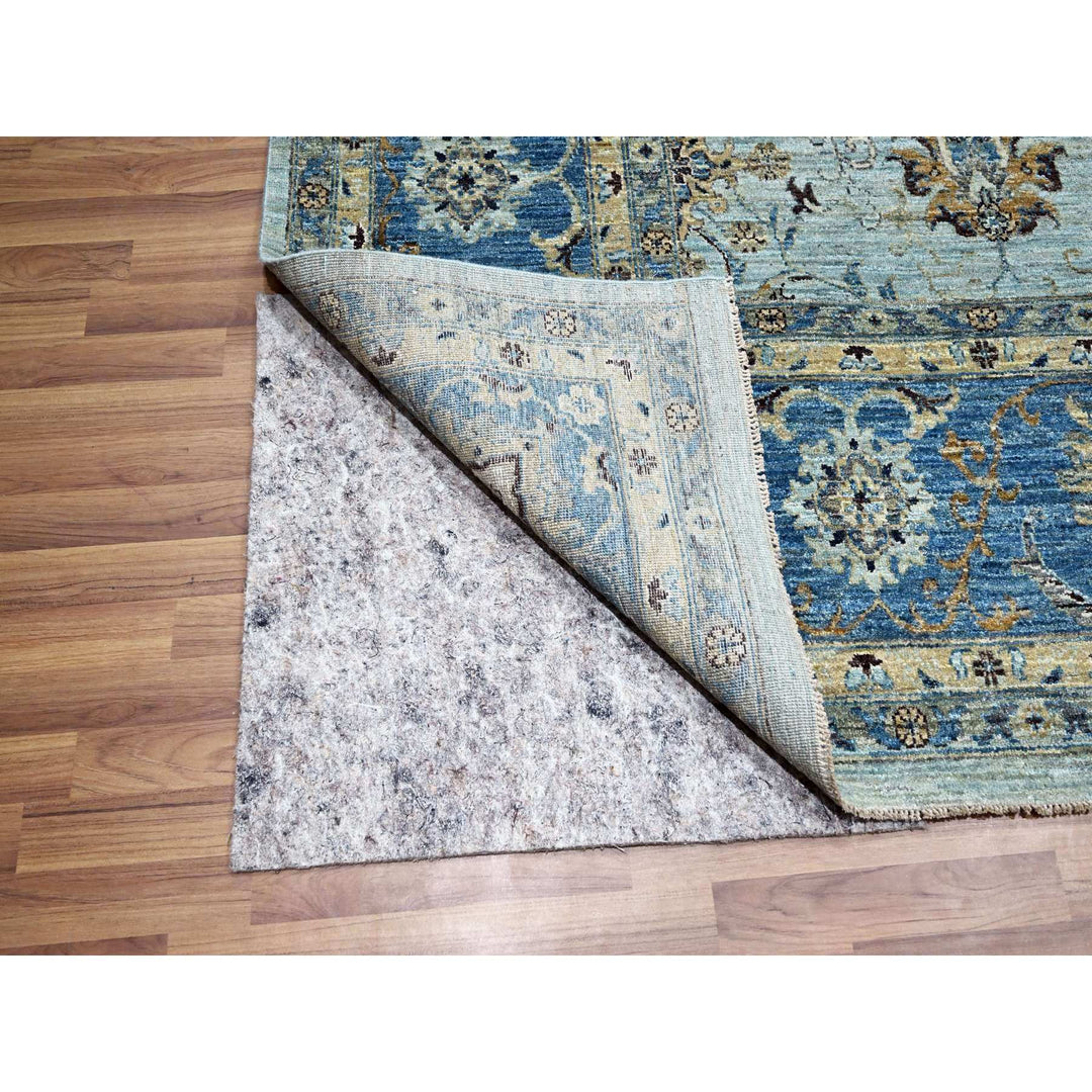 9'10" x 13'9" New Hand Knotted Blue Wool Rectangle Oriental Rug - MOA10276122