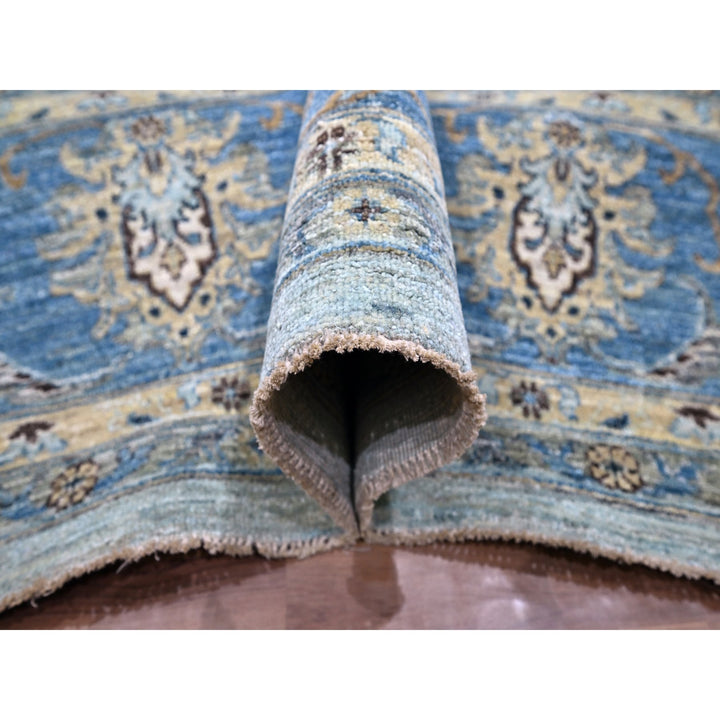 9'10" x 13'9" New Hand Knotted Blue Wool Rectangle Oriental Rug - MOA10276122