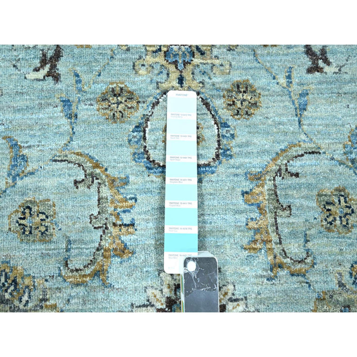 9'10" x 13'9" New Hand Knotted Blue Wool Rectangle Oriental Rug - MOA10276122