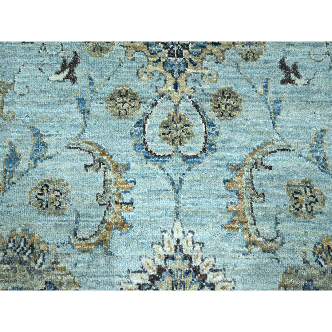 9'10" x 13'9" New Hand Knotted Blue Wool Rectangle Oriental Rug - MOA10276122