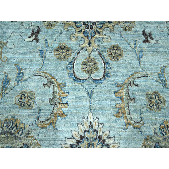 9'10" x 13'9" New Hand Knotted Blue Wool Rectangle Oriental Rug - MOA10276122