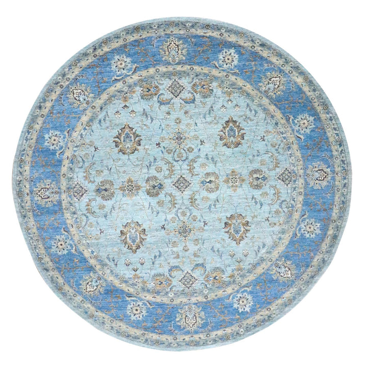 9'11" x 10'0" New Hand Knotted Blue Wool Round Oriental Rug - MOA10276123