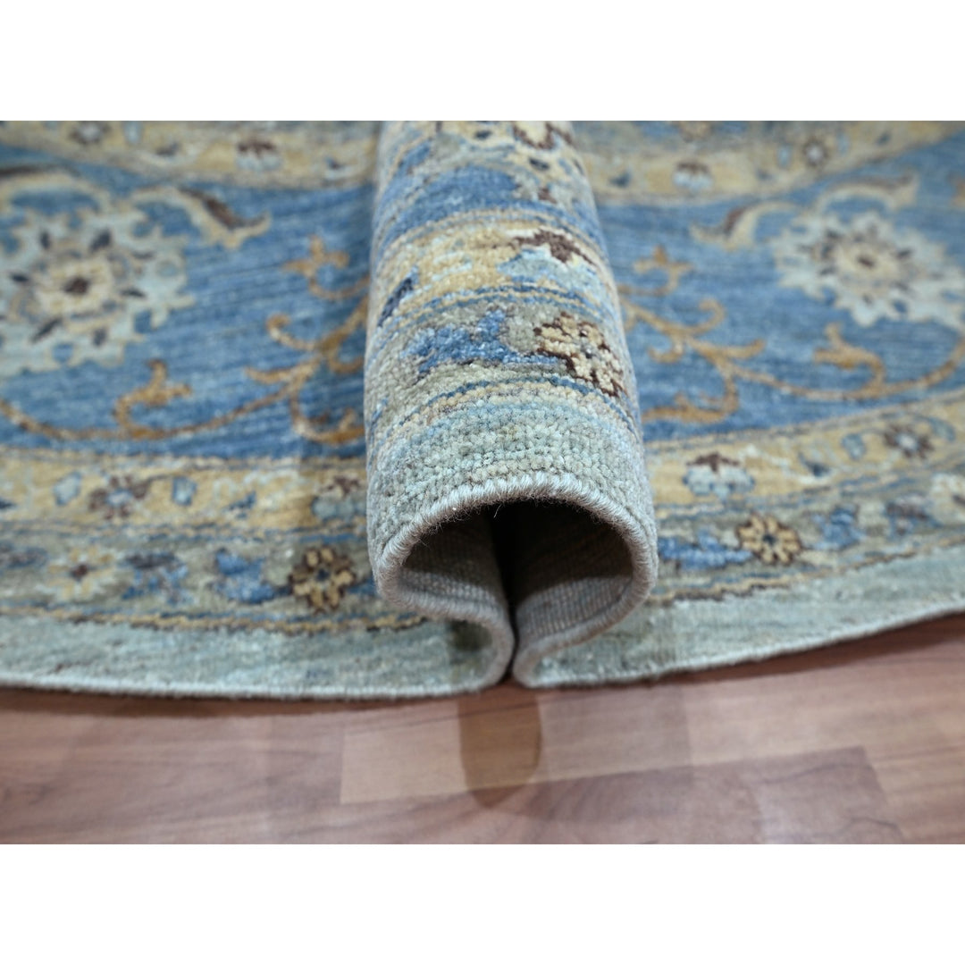 9'11" x 10'0" New Hand Knotted Blue Wool Round Oriental Rug - MOA10276123