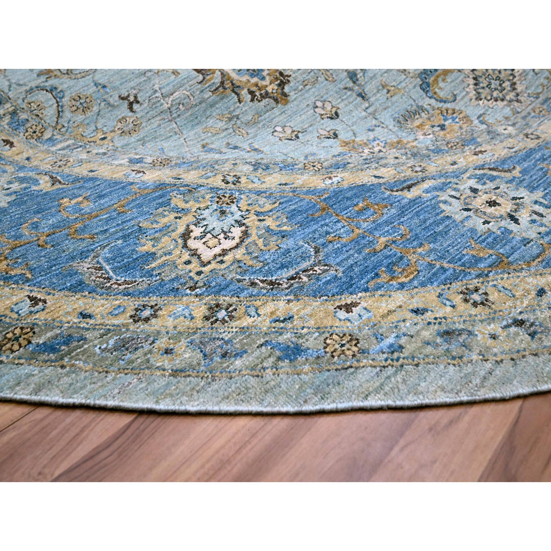 9'11" x 10'0" New Hand Knotted Blue Wool Round Oriental Rug - MOA10276123