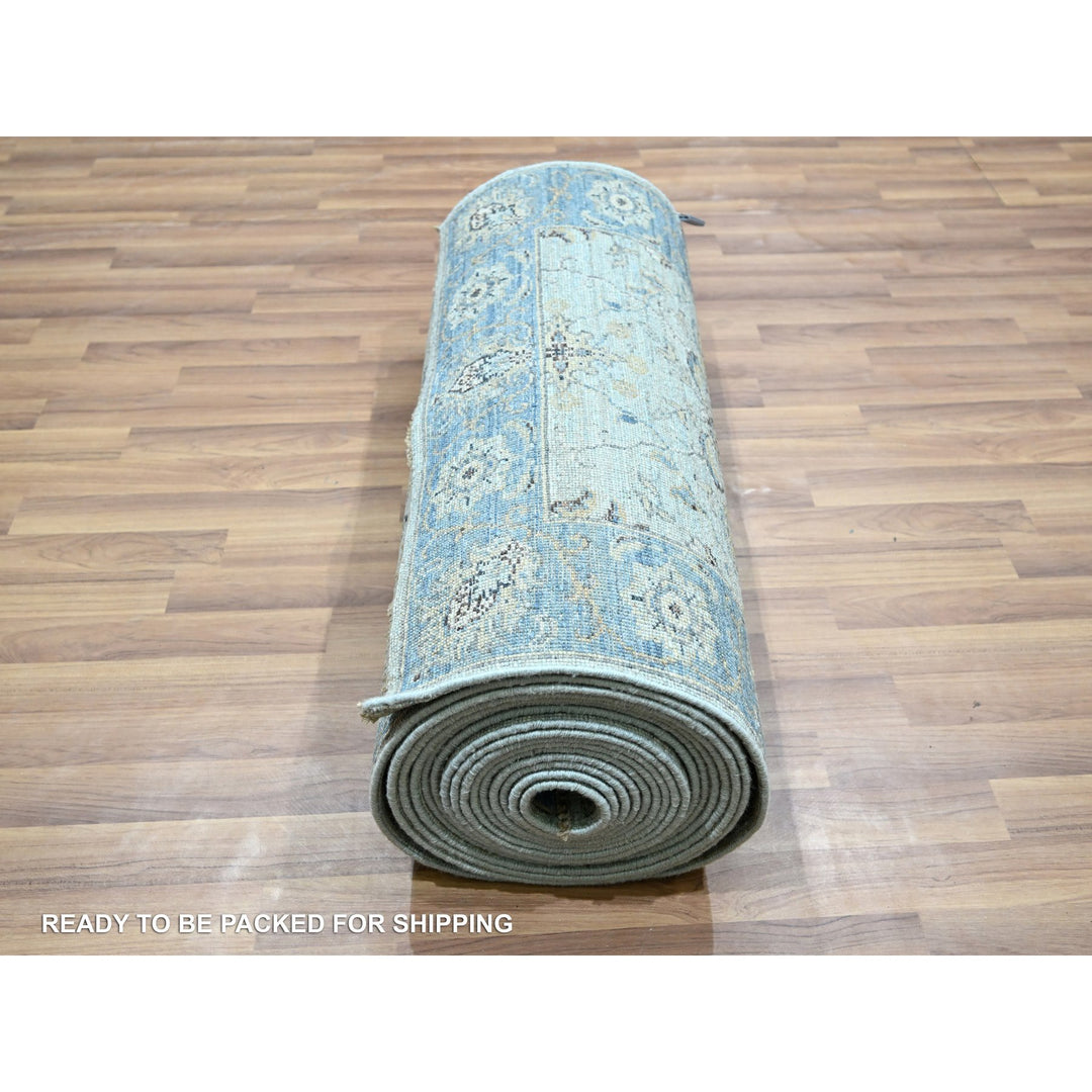 2'9" x 29'10" New Hand Knotted Blue Wool Runner Oriental Rug - MOA10276124