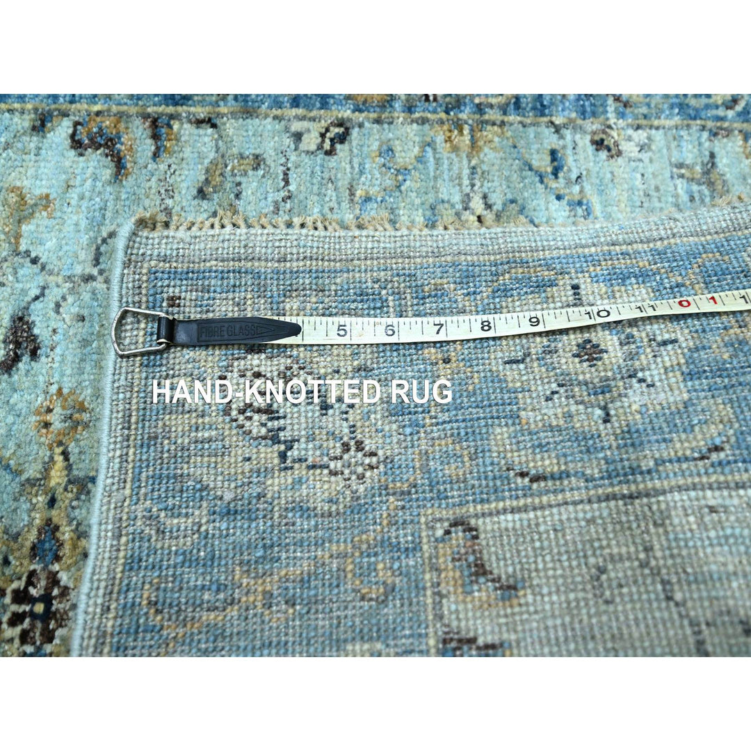 2'9" x 29'10" New Hand Knotted Blue Wool Runner Oriental Rug - MOA10276124