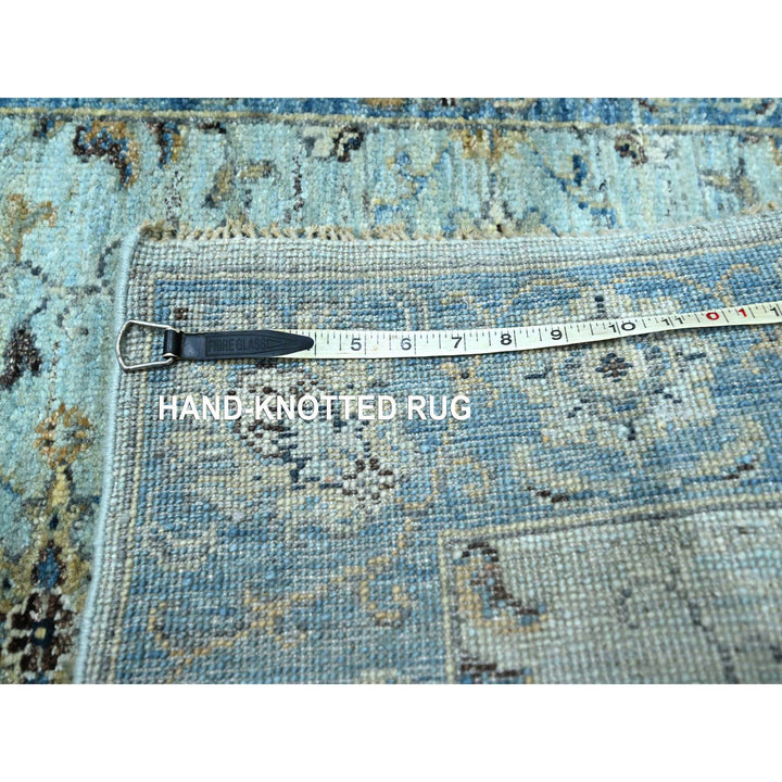 2'9" x 29'10" New Hand Knotted Blue Wool Runner Oriental Rug - MOA10276124