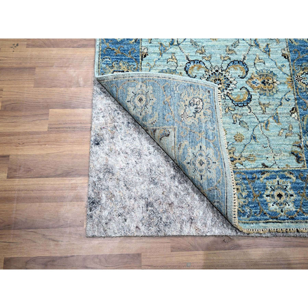 2'8" x 24'1" New Hand Knotted Blue Wool Runner Oriental Rug - MOA10276126