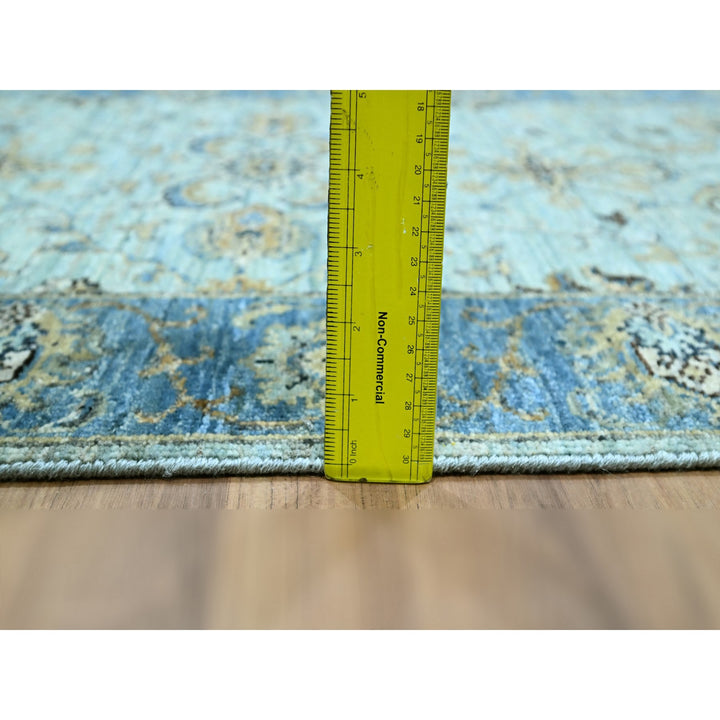 2'8" x 24'1" New Hand Knotted Blue Wool Runner Oriental Rug - MOA10276126