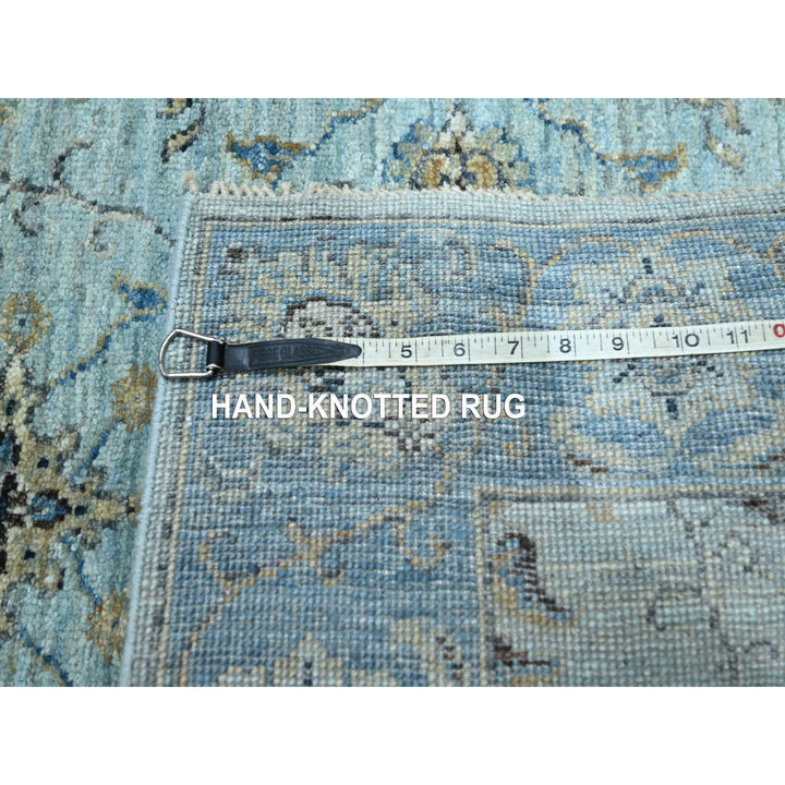 2'8" x 24'1" New Hand Knotted Blue Wool Runner Oriental Rug - MOA10276126