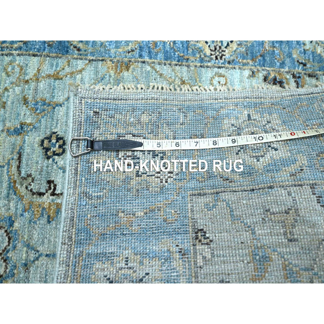 2'9" x 27'0" New Hand Knotted Blue Wool Runner Oriental Rug - MOA10276127