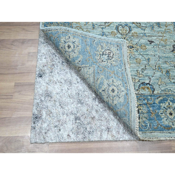 2'8" x 16'1" New Hand Knotted Blue Wool Runner Oriental Rug - MOA10276128