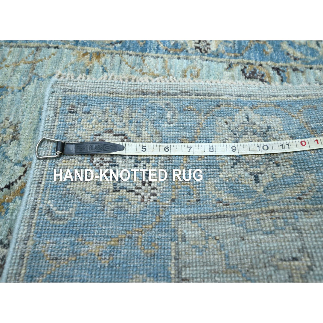 2'8" x 16'1" New Hand Knotted Blue Wool Runner Oriental Rug - MOA10276128