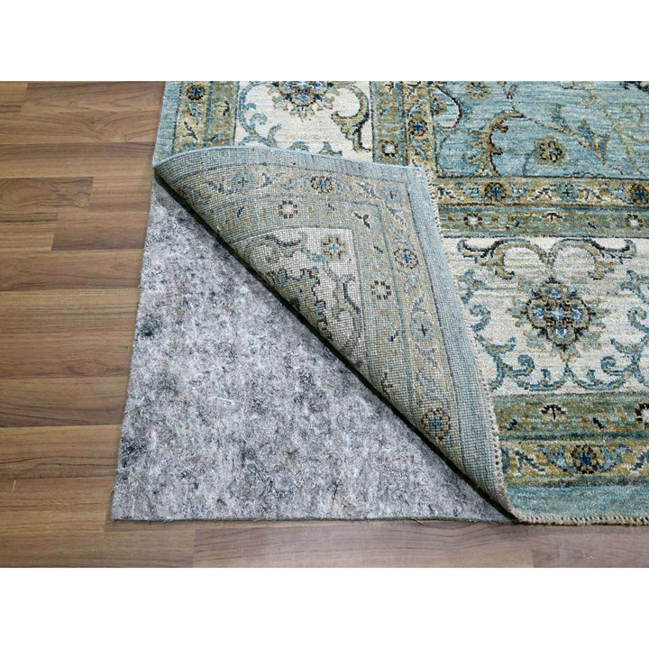 9'1" x 11'11" New Hand Knotted Blue Wool Rectangle Oriental Rug - MOA10276132