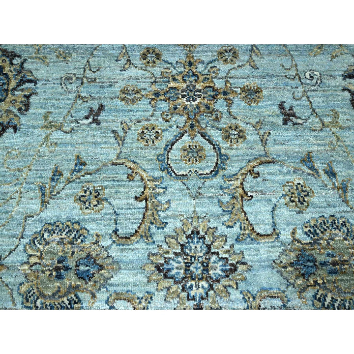 9'1" x 11'11" New Hand Knotted Blue Wool Rectangle Oriental Rug - MOA10276132