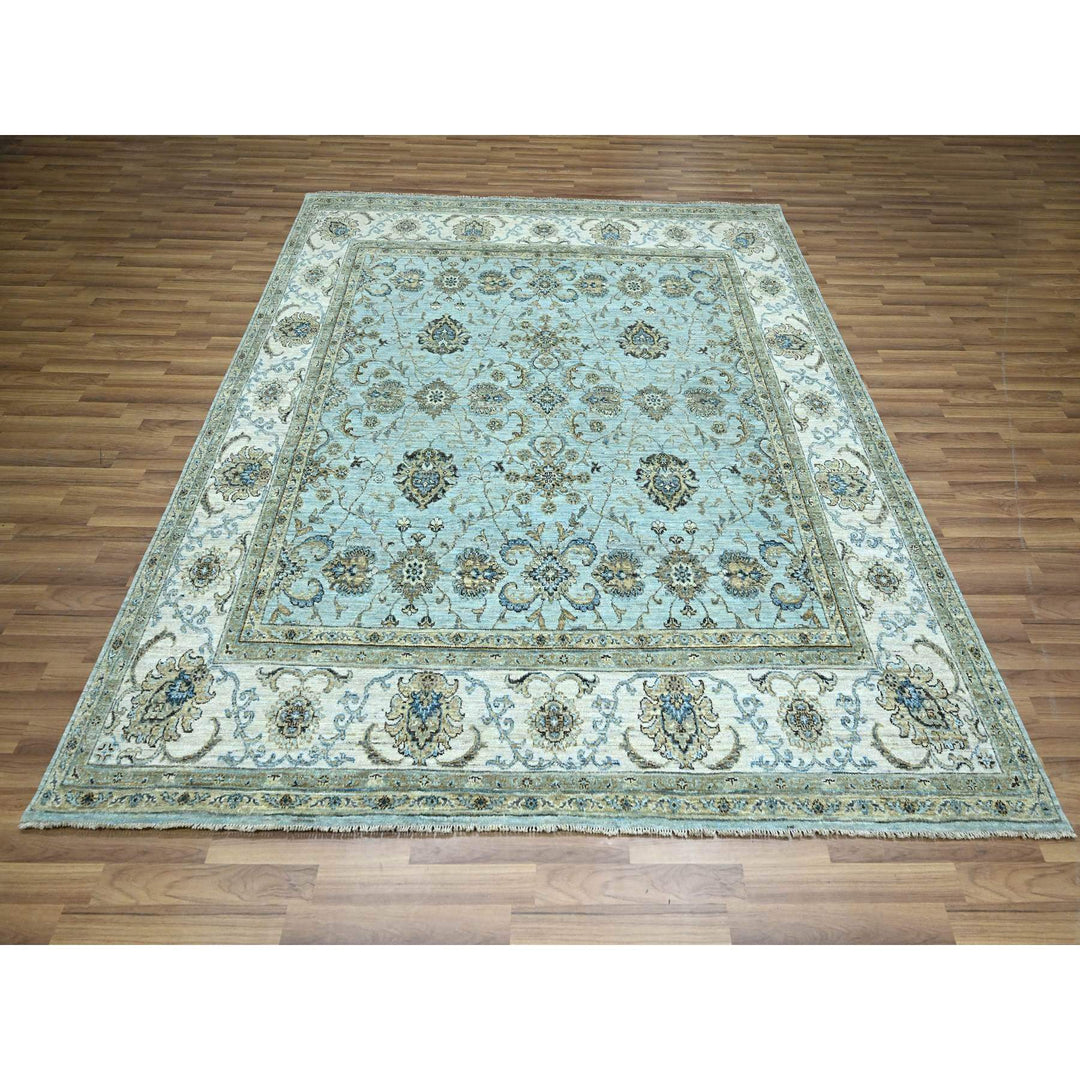 8'0" x 8'1" New Hand Knotted Blue Wool Square Oriental Rug - MOA10276134