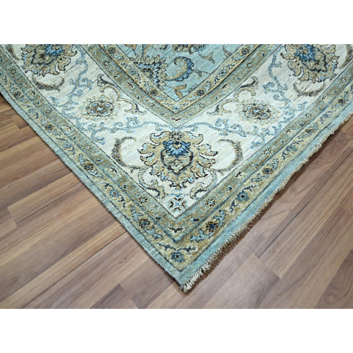 8'0" x 8'1" New Hand Knotted Blue Wool Square Oriental Rug - MOA10276134