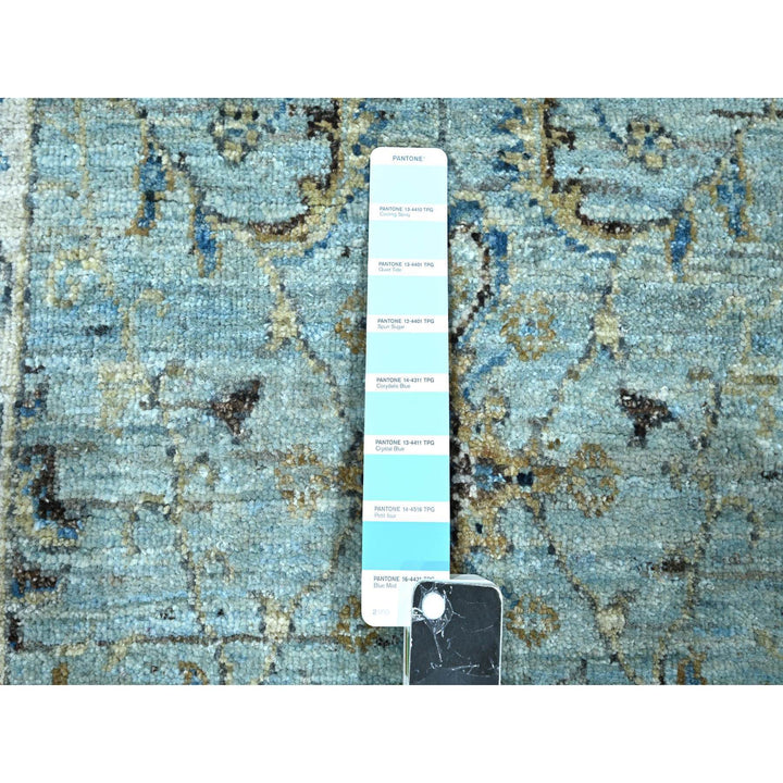 2'6" x 12'1" New Hand Knotted Blue Wool Runner Oriental Rug - MOA10276135