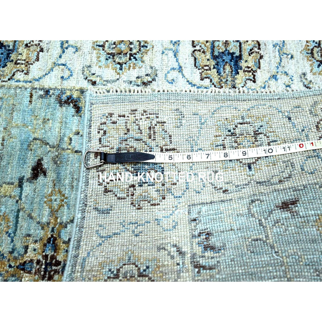 2'6" x 12'1" New Hand Knotted Blue Wool Runner Oriental Rug - MOA10276135