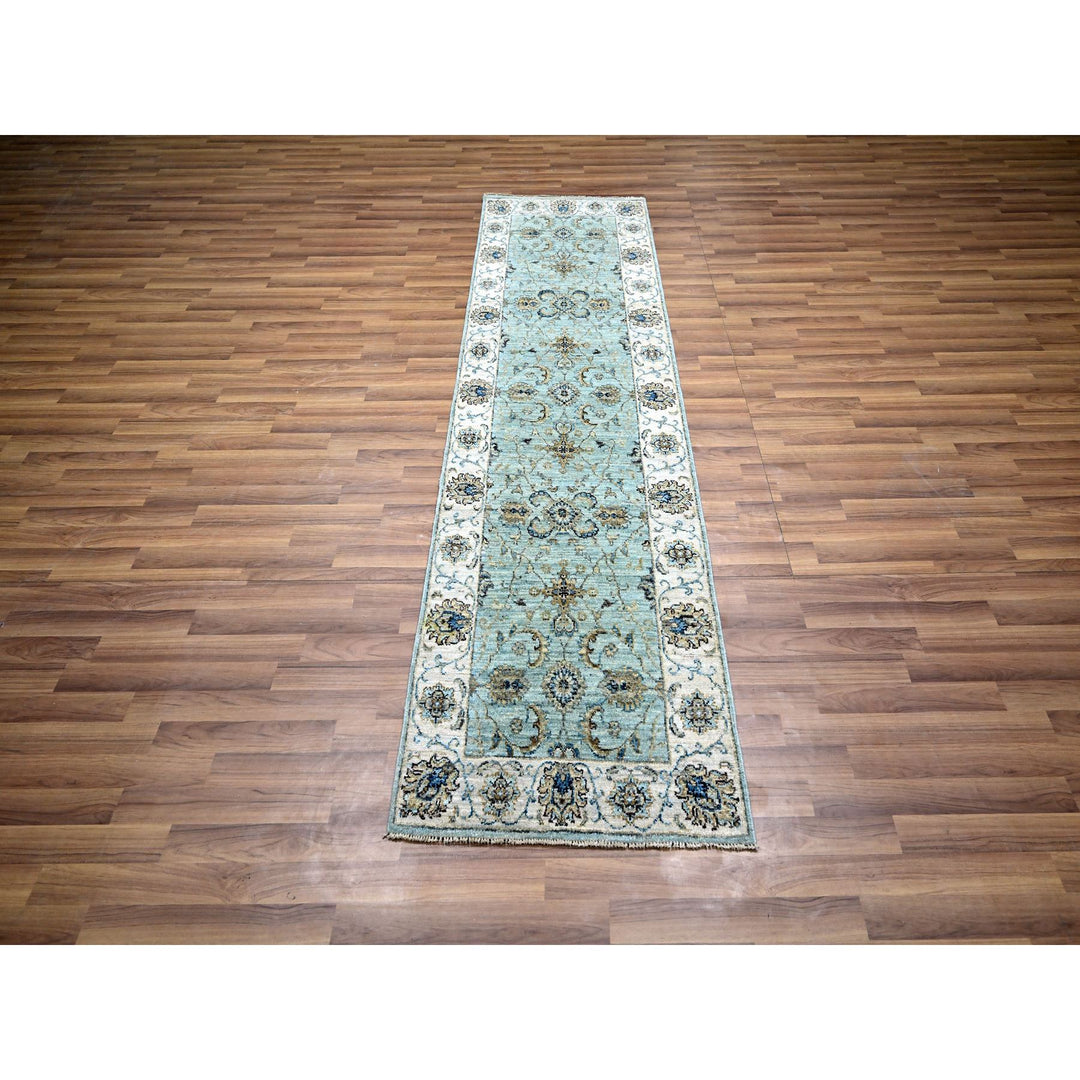 2'4" x 7'11" New Hand Knotted Blue Wool Runner Oriental Rug - MOA10276136