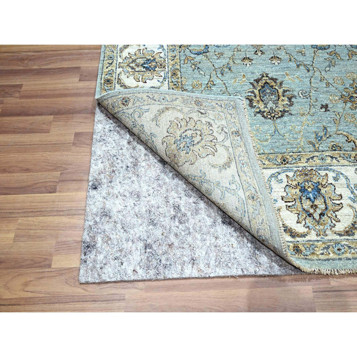 5'11" x 9'1" New Hand Knotted Blue Wool Rectangle Oriental Rug - MOA10276137