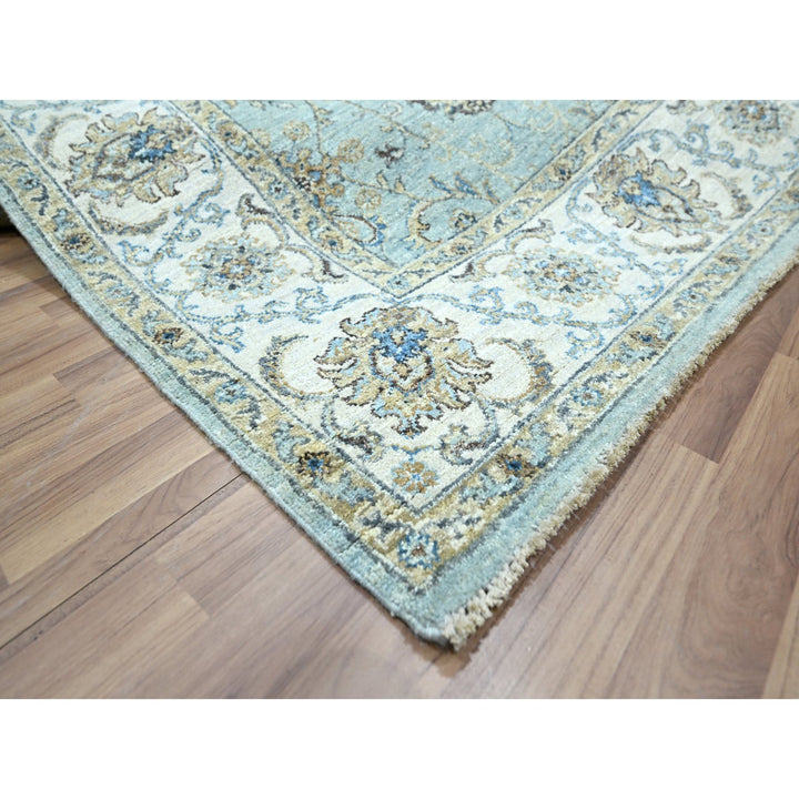 5'11" x 9'1" New Hand Knotted Blue Wool Rectangle Oriental Rug - MOA10276137