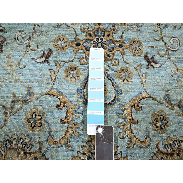 7'0" x 7'0" New Hand Knotted Blue Wool Round Oriental Rug - MOA10276138