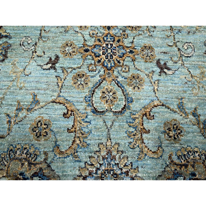 7'0" x 7'0" New Hand Knotted Blue Wool Round Oriental Rug - MOA10276138