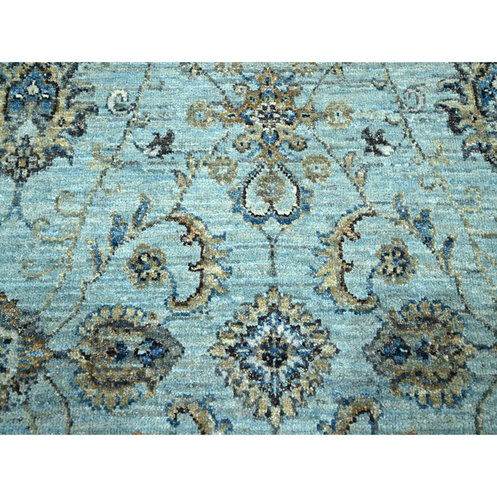 6'1" x 6'1" New Hand Knotted Blue Wool Round Oriental Rug - MOA10276139