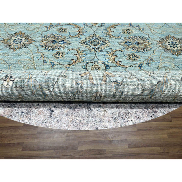 7'11" x 8'0" New Hand Knotted Blue Wool Round Oriental Rug - MOA10276140