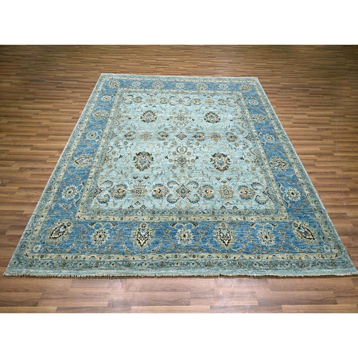 8'0" x 8'0" New Hand Knotted Blue Wool Square Oriental Rug - MOA10276141