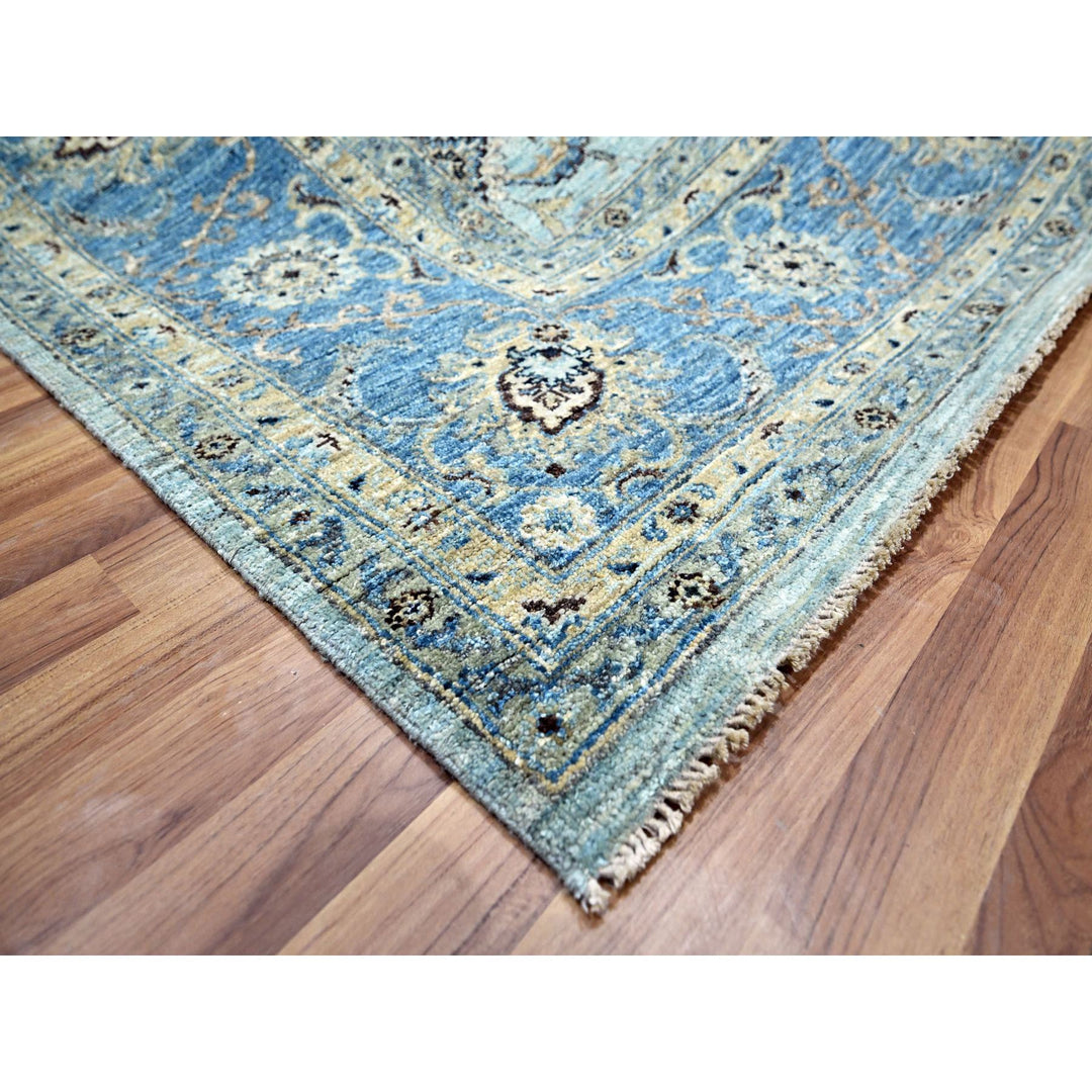 8'0" x 8'0" New Hand Knotted Blue Wool Square Oriental Rug - MOA10276141