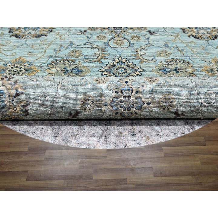 7'1" x 7'2" New Hand Knotted Blue Wool Round Oriental Rug - MOA10276143