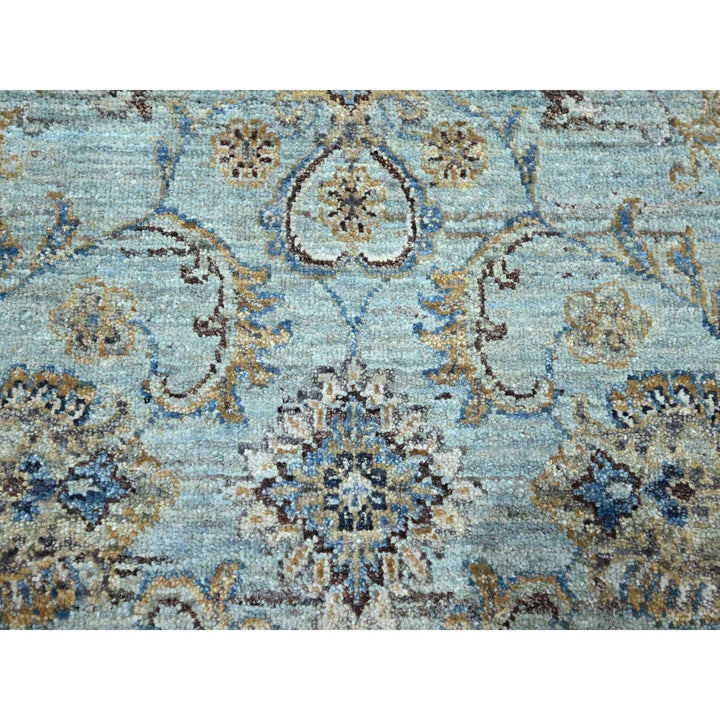 7'1" x 7'1" New Hand Knotted Blue Wool Round Oriental Rug - MOA10276144