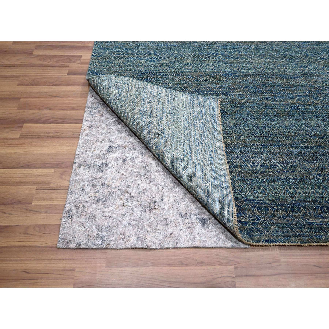 9'0" x 12'1" New Hand Knotted Blue Wool Rectangle Oriental Rug - MOA10276148