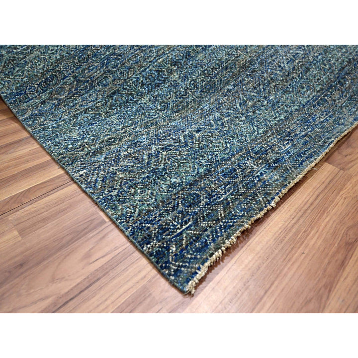 9'0" x 12'1" New Hand Knotted Blue Wool Rectangle Oriental Rug - MOA10276148