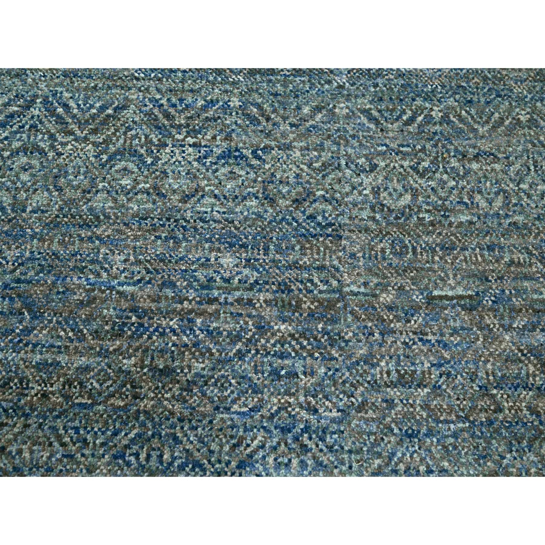 9'0" x 12'1" New Hand Knotted Blue Wool Rectangle Oriental Rug - MOA10276148