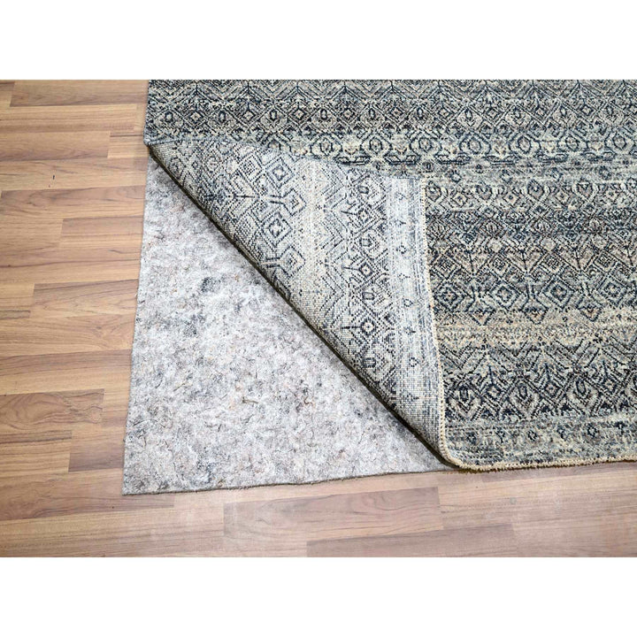 9'1" x 12'1" New Hand Knotted Grey Wool Rectangle Oriental Rug - MOA10276150