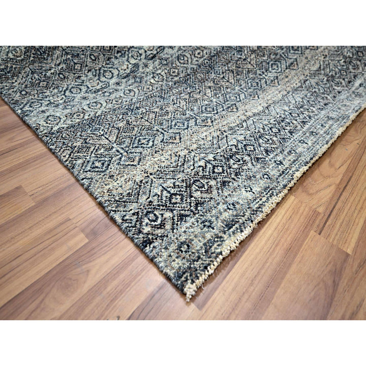 9'1" x 12'1" New Hand Knotted Grey Wool Rectangle Oriental Rug - MOA10276150