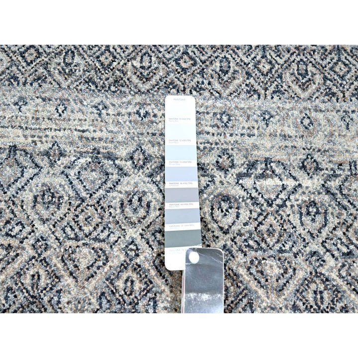 9'1" x 12'1" New Hand Knotted Grey Wool Rectangle Oriental Rug - MOA10276150