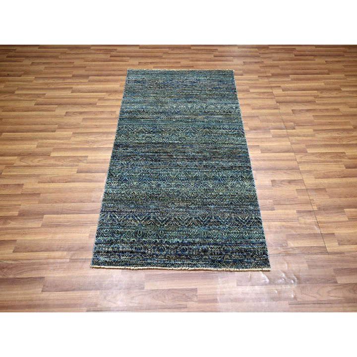 3'0" x 5'0" New Hand Knotted Blue Wool Rectangle Oriental Rug - MOA10276154