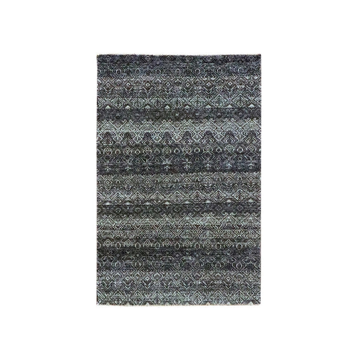 3'1" x 4'11" New Hand Knotted Grey Wool Rectangle Oriental Rug - MOA10276156