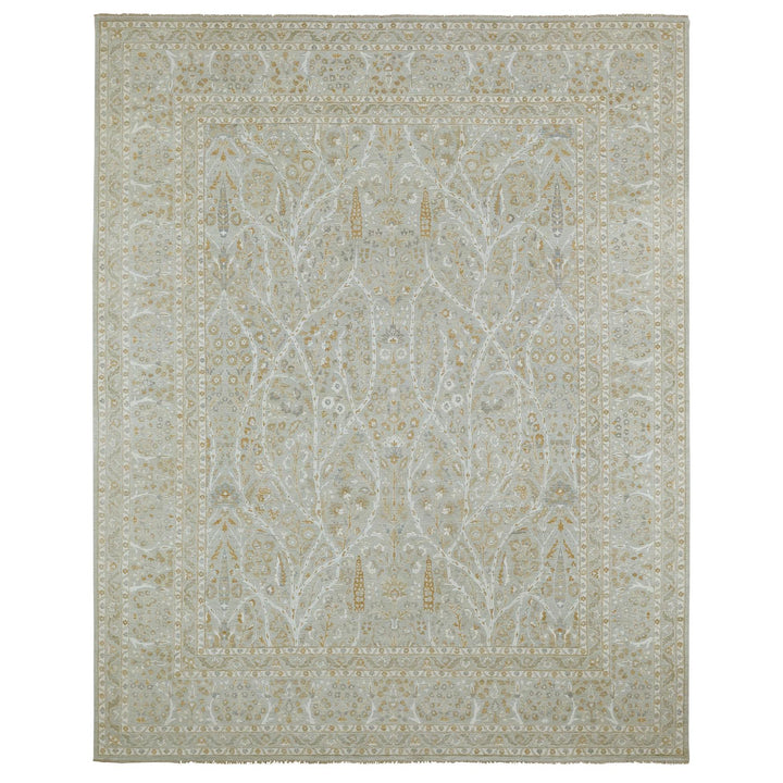 12'0" x 15'1" New Hand Knotted Grey Wool Rectangle Oriental Rug - MOA10276159