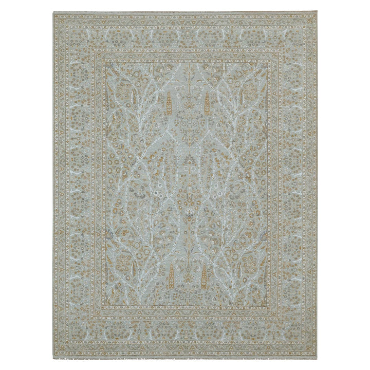 9'2" x 12'0" New Hand Knotted Grey Wool Rectangle Oriental Rug - MOA10276160