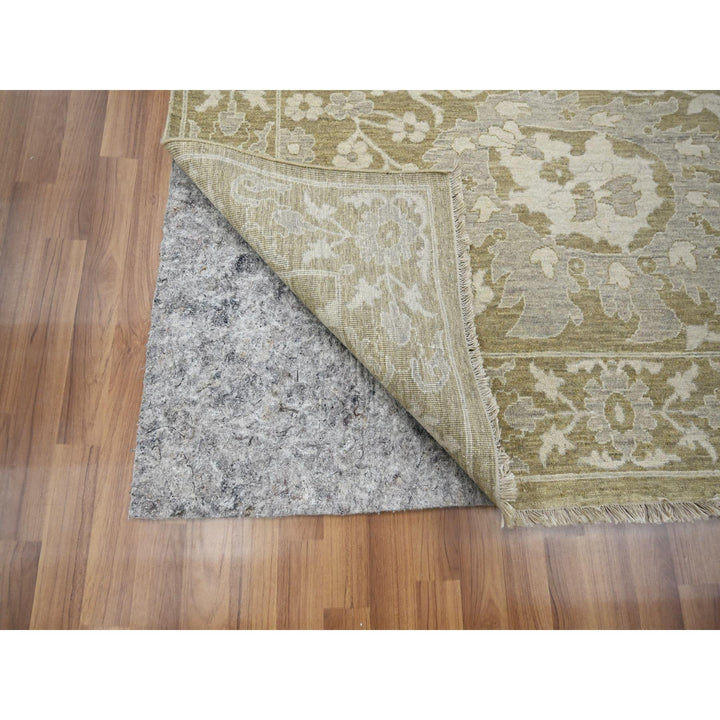 9'0" x 12'0" New Hand Knotted Green Wool Rectangle Oriental Rug - MOA10276165