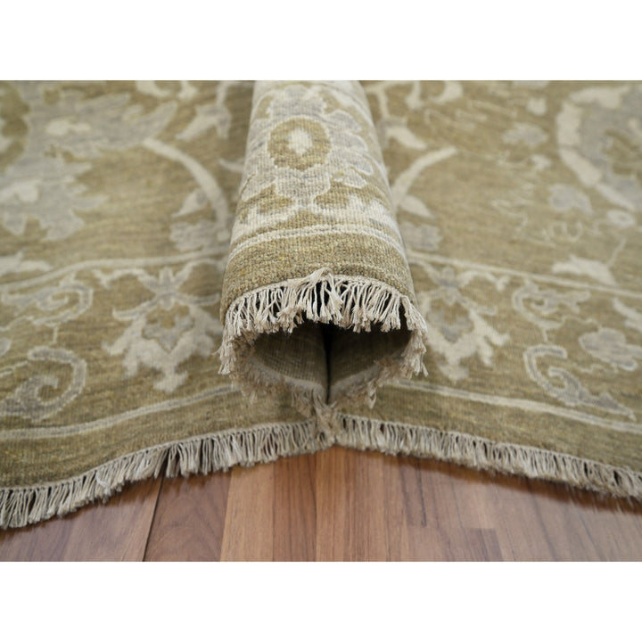 9'0" x 12'0" New Hand Knotted Green Wool Rectangle Oriental Rug - MOA10276165