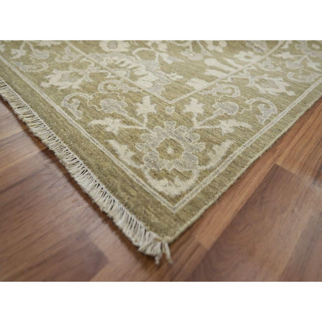 9'0" x 12'0" New Hand Knotted Green Wool Rectangle Oriental Rug - MOA10276165