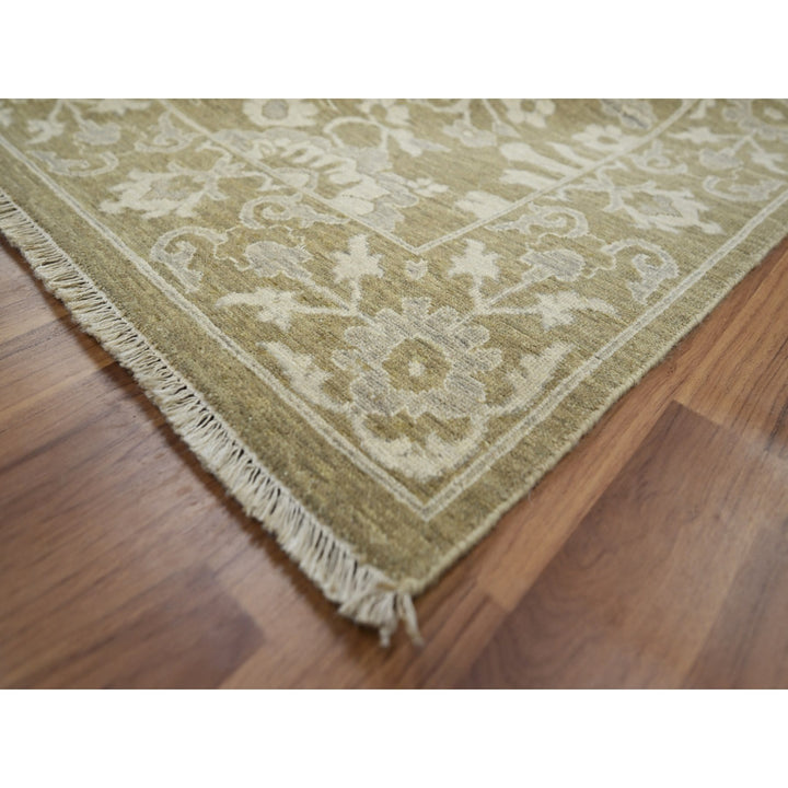 9'0" x 12'0" New Hand Knotted Green Wool Rectangle Oriental Rug - MOA10276165